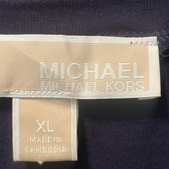 Michael Michael Kors Navy Blue Sz XL Ruffled Sheer Tank Top LOGO - Picture 5 of 8